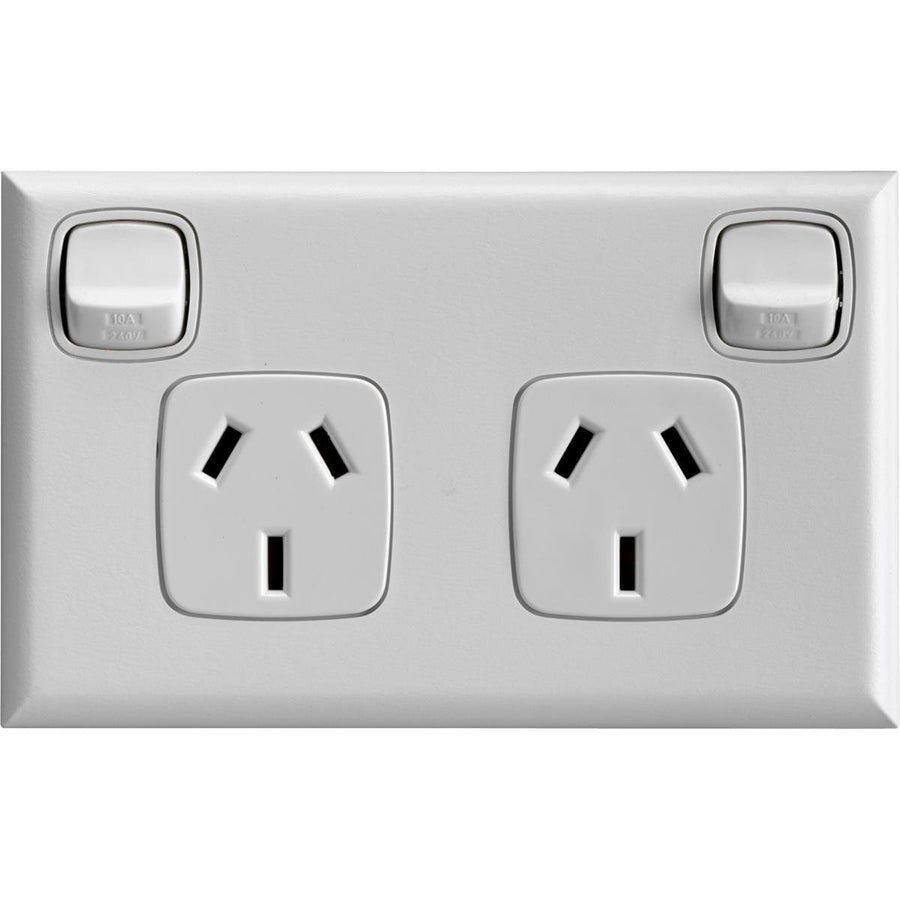 HPM Double Power Point - 73x117mm - ABS Plastic - Indoor Use - SuperSaverAU - view 1