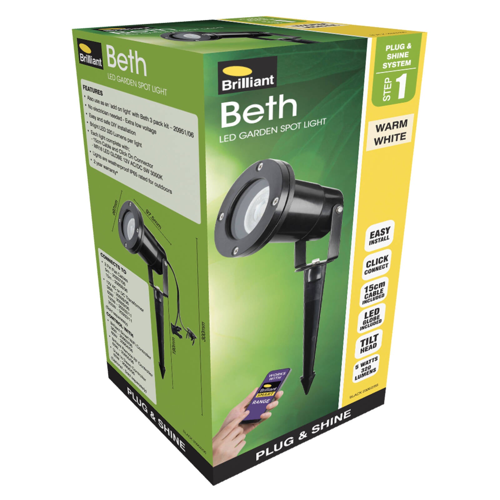 Brilliant Beth 5W 12V Black LED Garden Spotlight 20952/06