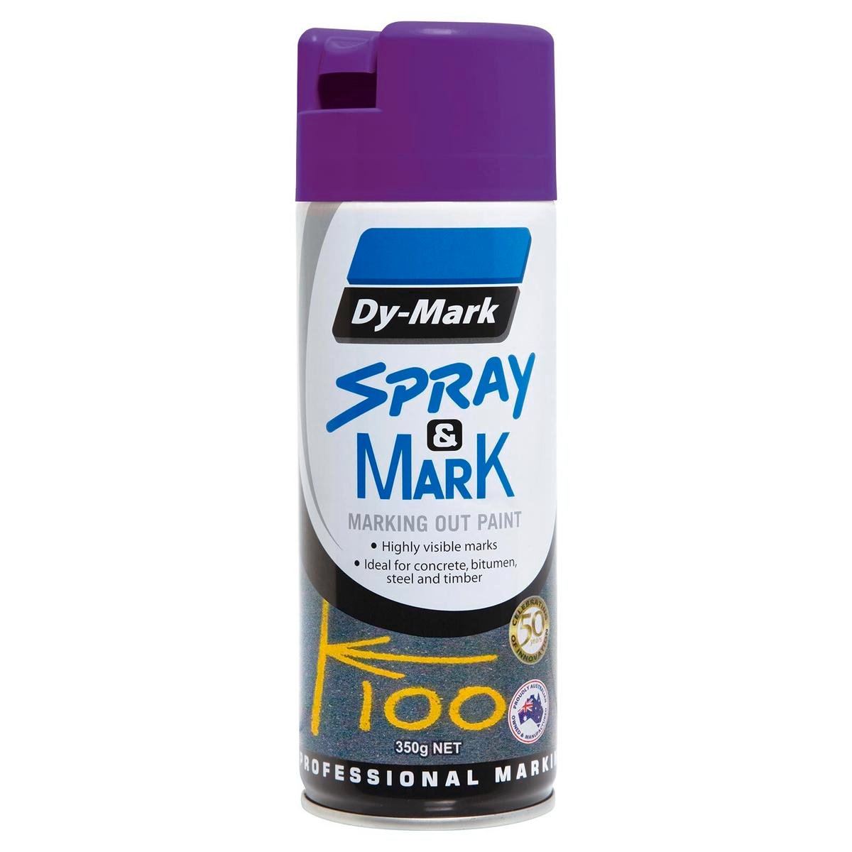 Dy-Mark Fluoro Violet Spray Paint 350g Toluene-Free High Opacity - SuperSaverAU - view 1