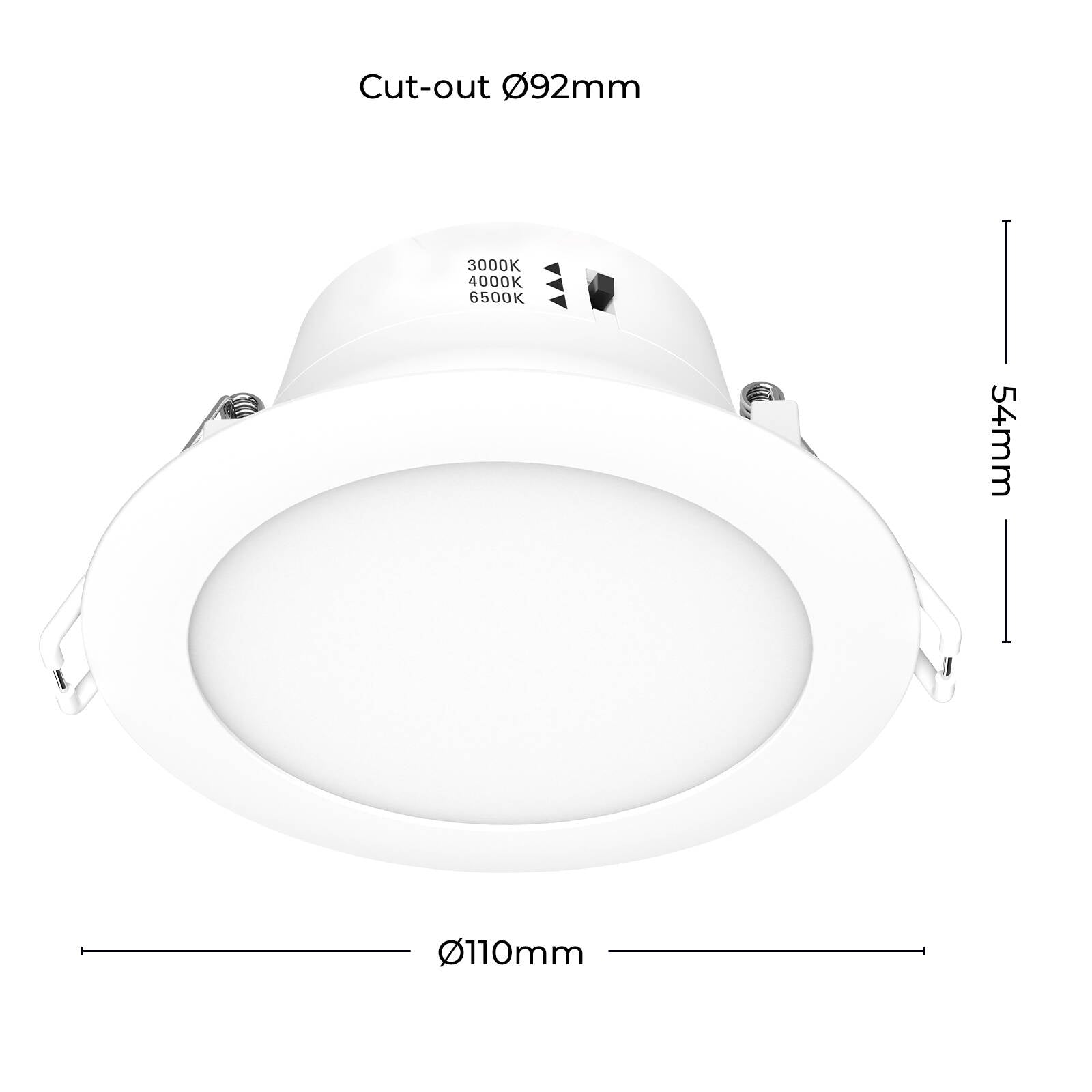 Arlec 9W 92mm Tri-Colour Dimmable LED Downlight Flushed Lens 240V 2 Pack ALD295P2