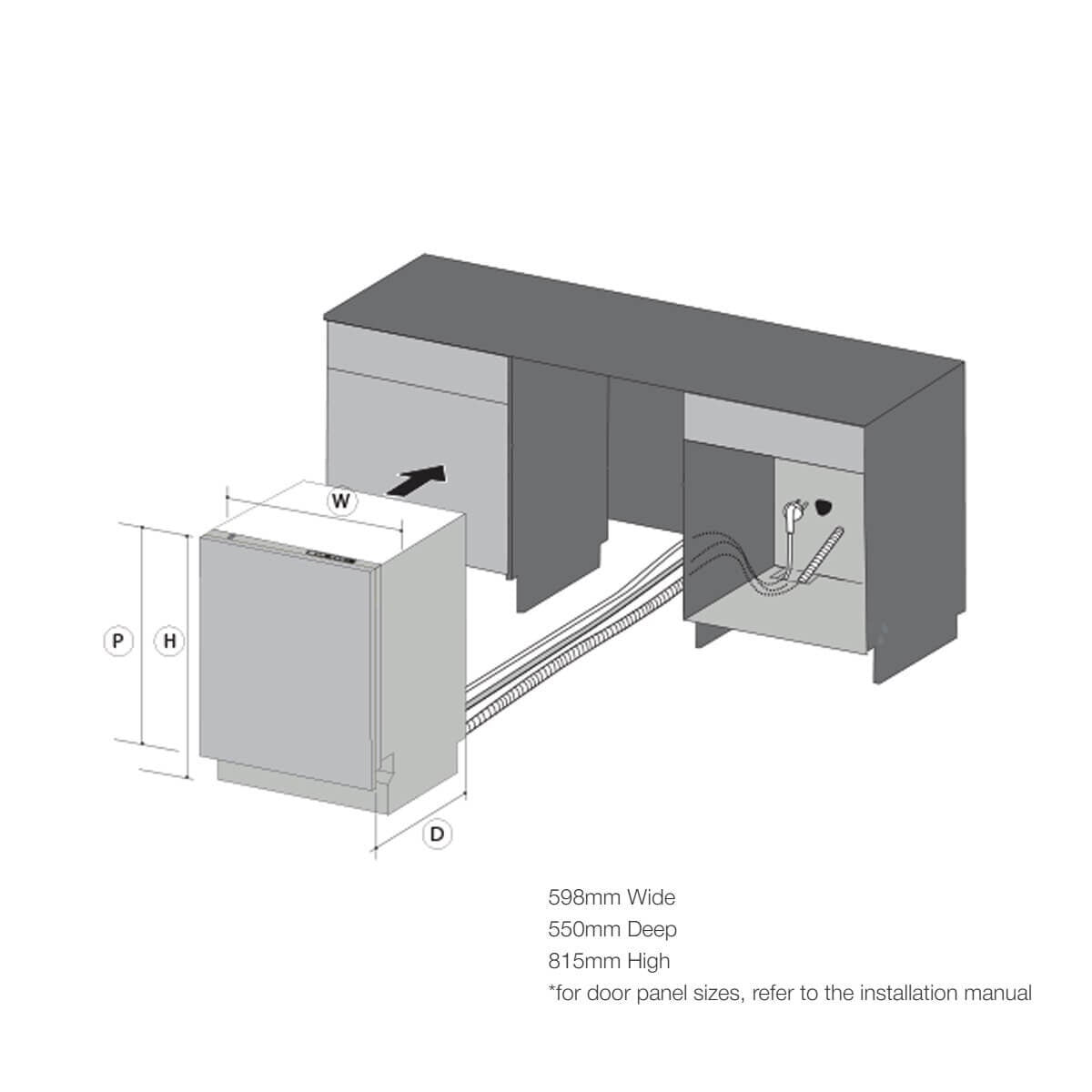 Artusi 60cm Fully Integrated Dishwasher - 12 Place Settings, Auto Door Opening, 7 Programs - ADWFI6031