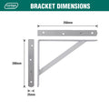 Carinya 250 x 200mm White Heavy Duty Straight Stayed Bracket 175kg