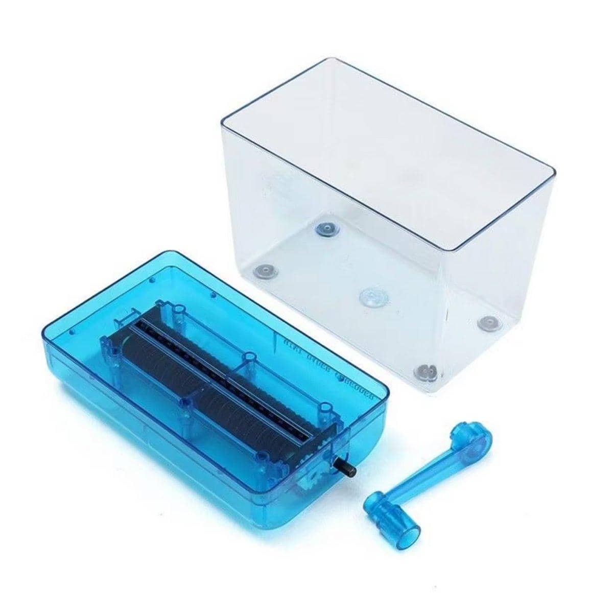 A6 Mini Hand Crank Paper Shredder, 3 mm Strip Cut - Blue - view 2