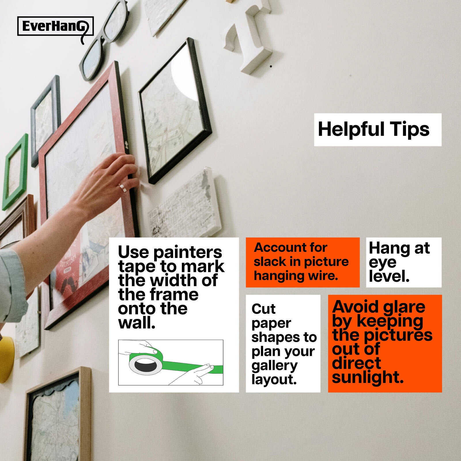 Everhang Picture Hanging Utility Hooks 10 Pack ABS Plastic White