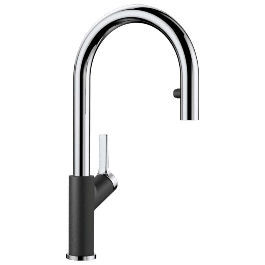 Blanco Carena Pull-Out Mixer Tap - Anthracite and Chrome - 190° Swivel High Arch Spout - CARENASA