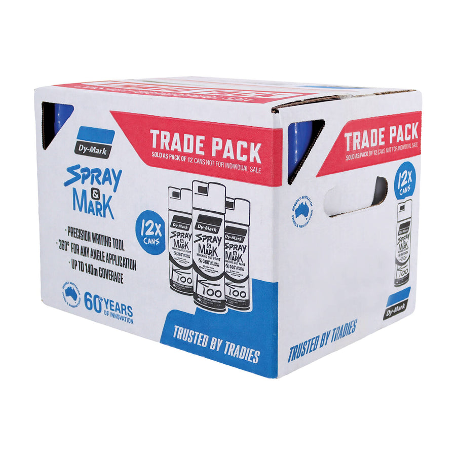 Dy-Mark 350g Blue Spray & Mark Paint Trade Pack 12 Pack