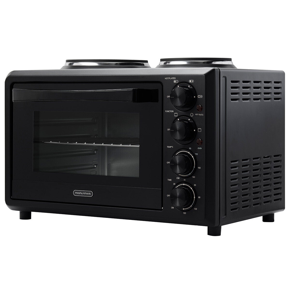 Morphy Richards 32L Benchtop Convection Oven with Two Hot Plates - Matte Black, 120 Minute Timer - MRBO32BLK2