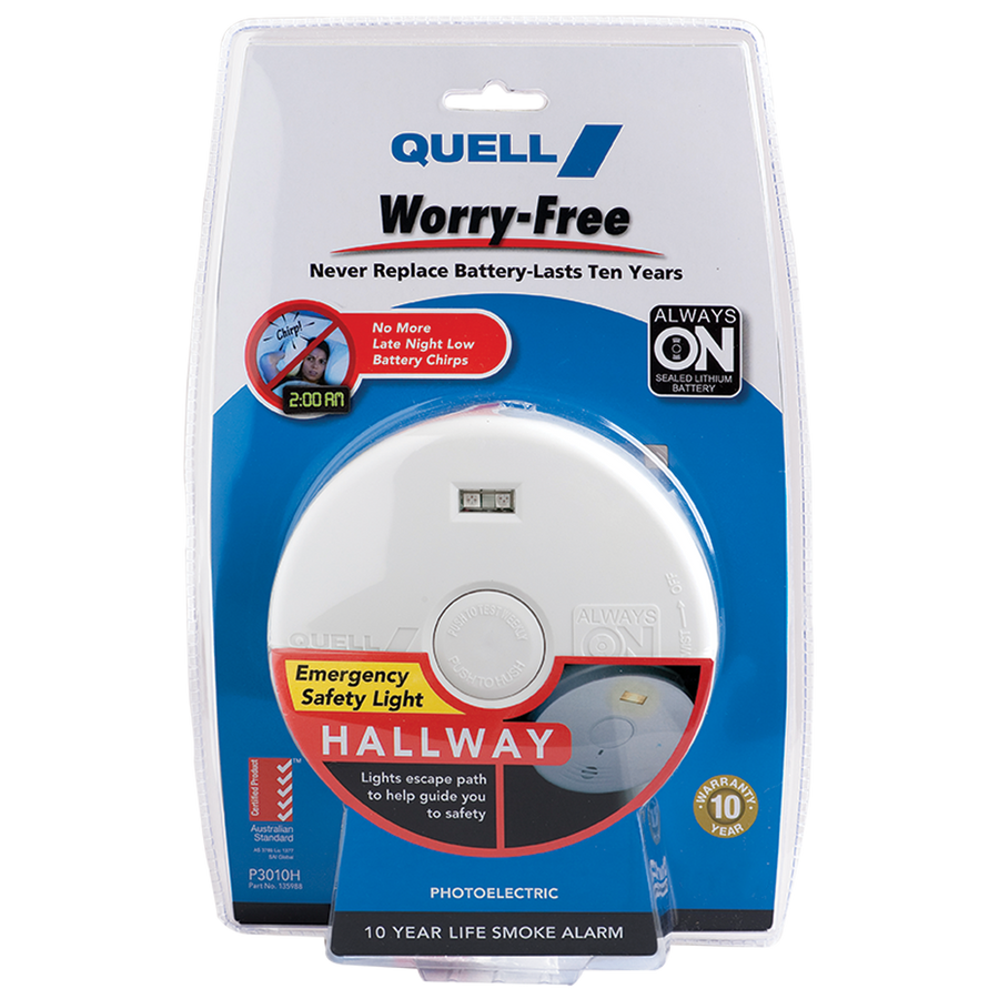 Quell Photoelectric Alarm 130mm PVC Escape Light Long Life Battery - SuperSaverAU - view 1