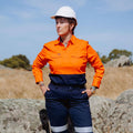 Green Hip Long Sleeve HiVis Shirt Orange/Blue Size 14 Women's