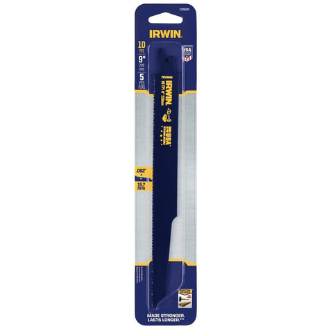 Irwin Bi Metal Reciprocating Saw Blade 5 Pack 9" 10tpi Black - SuperSaverAU - view 1