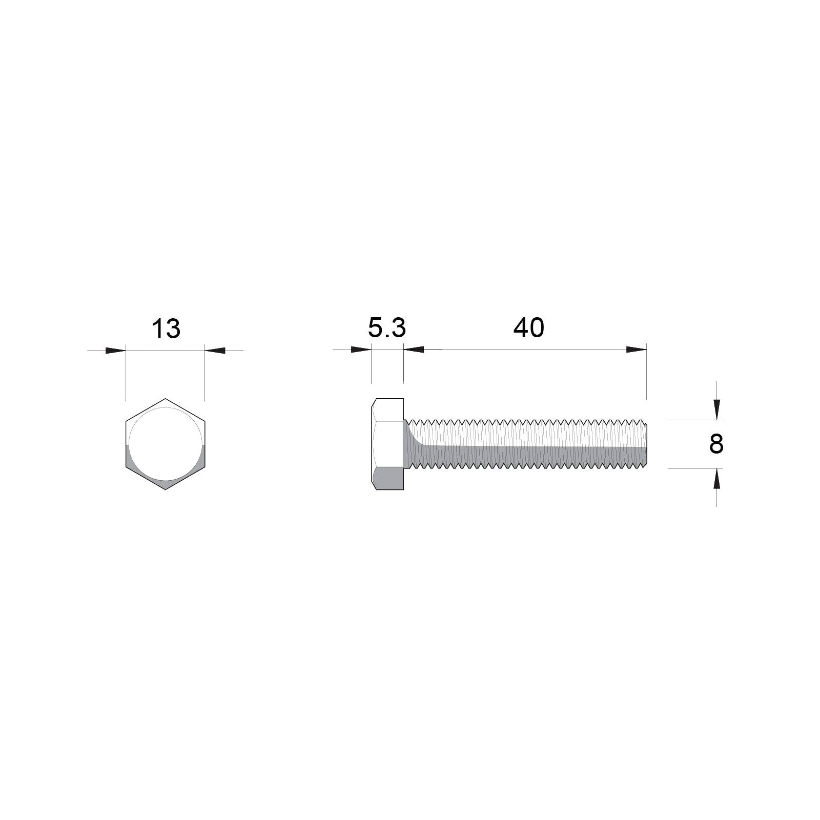 ZENITH M8 x 40mm Zinc Plated Hex Head Bolts and Nuts 25 Pack 4.6 Grade Steel