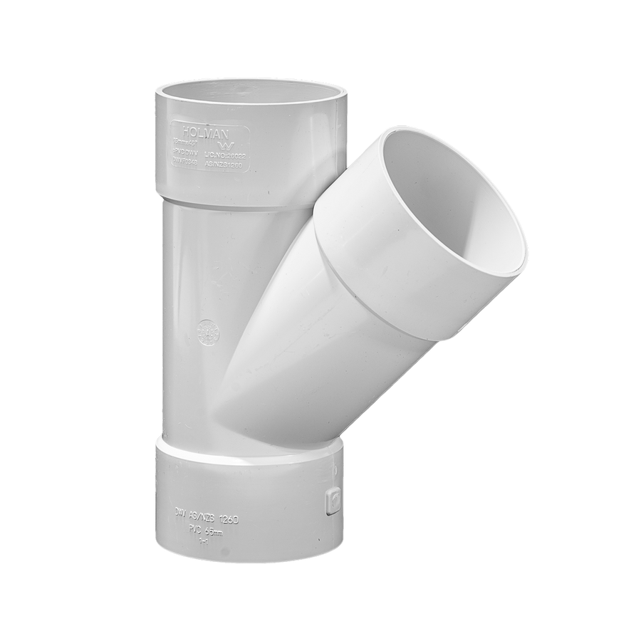 Holman 65mm PVC DWV Plain Junction 45° Female-Female Connection - SuperSaverAU - view 1