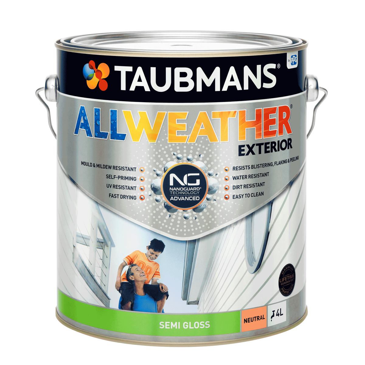 Taubmans 4L All Weather Exterior Paint - Neutral - Semi Gloss - 4L - Mould Resistant - SuperSaverAU - view 1