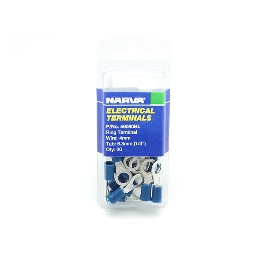 Narva Ring Terminal 6.3mm Flared Vinyl Insulated 20 Pack - SuperSaverAU - view 1