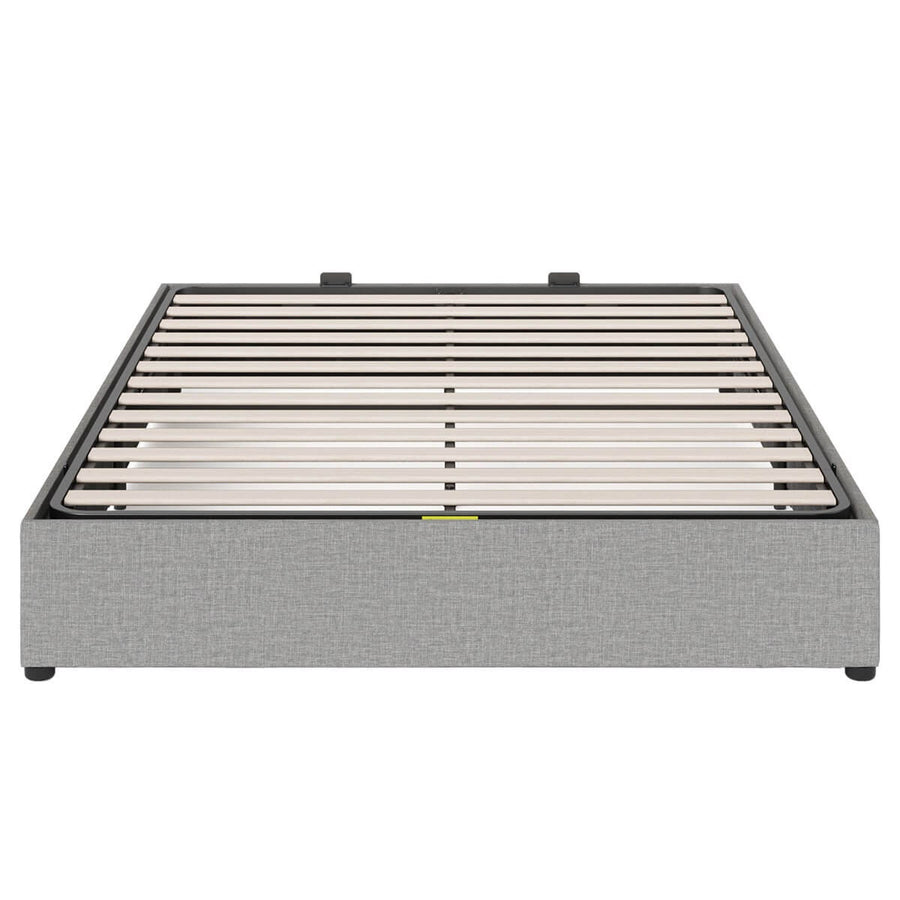 Zinus Double Gas Lift Bed Base - Light Grey Upholstered Finish, Hidden Under-Bed Storage - AU-FPPPL1ZC-11D