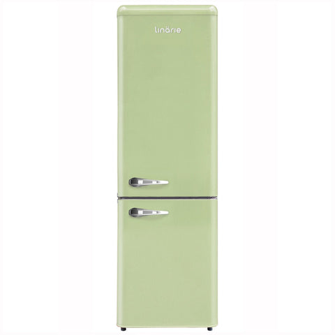 Linarie Annecy 242L Retro Bottom Mount Fridge - Green, Silver Trim Details, Manual Defrost - LKCO250GREEN
