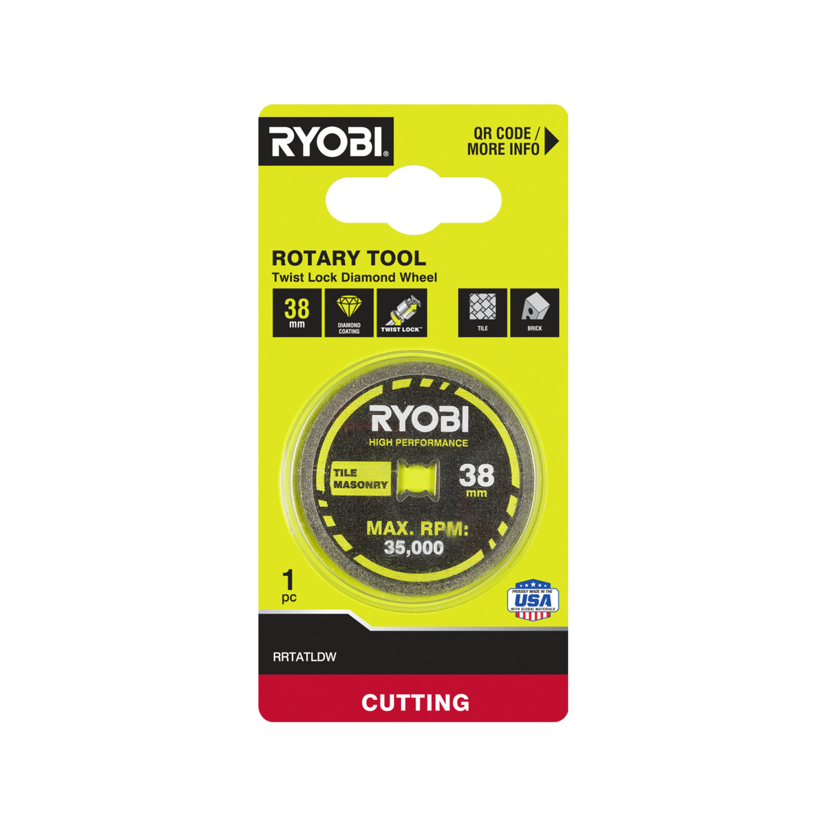 Ryobi 38mm Twist Lock Tile Cutting Wheel - Diamond Coated - 35,000rpm - SuperSaverAU - view 5