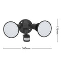 Arlec Twin Head Hardwired Floodlight with Sensor Black 180 Motion MAL298