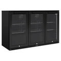 Husky 307L triple door outdoor beverage fridge - black, anti-condensation glass doors - ALFC3BLK840ELB