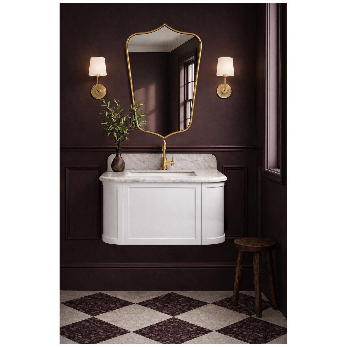 Turner Hastings Evara wall hung vanity - marble top, white, 3 tapholes - EV950-WH-3TH