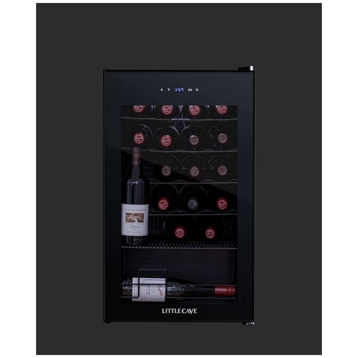 Little Cave 24 Bottle Single Zone Compressor Wine Fridge - Black Glass Door, Touch Pad Controls - LC24SB