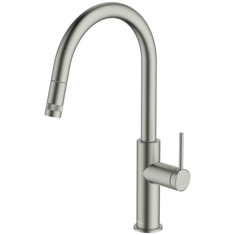 Abey Poco Pull Out Kitchen Mixer Tap - Brushed Nickel, 5 Star Water Rating, 10 Year Warranty - 6K1-BN-LF