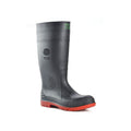 Bata Industrials Jobmaster Knee-Length Steel Cap Safety Gumboots, Men's UK Size 12, PVC, Water-Resistant, Black/Red