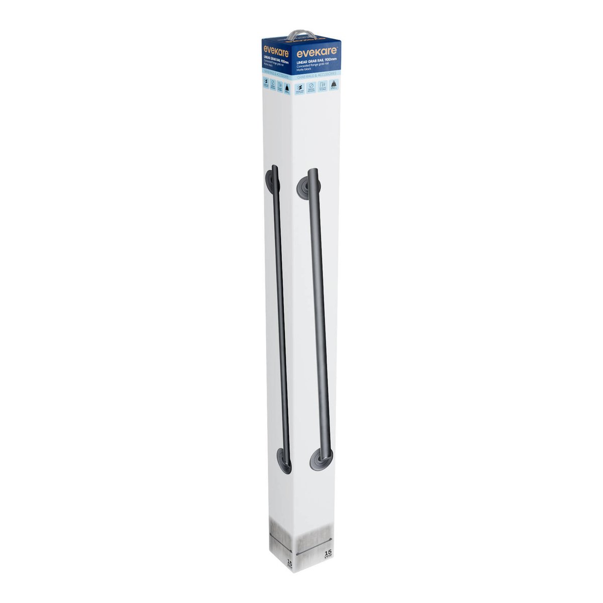Evekare 900mm Linear Grab Rail - Matte Black - Stainless Steel - 250kg Weight Rating - SuperSaverAU - view 2