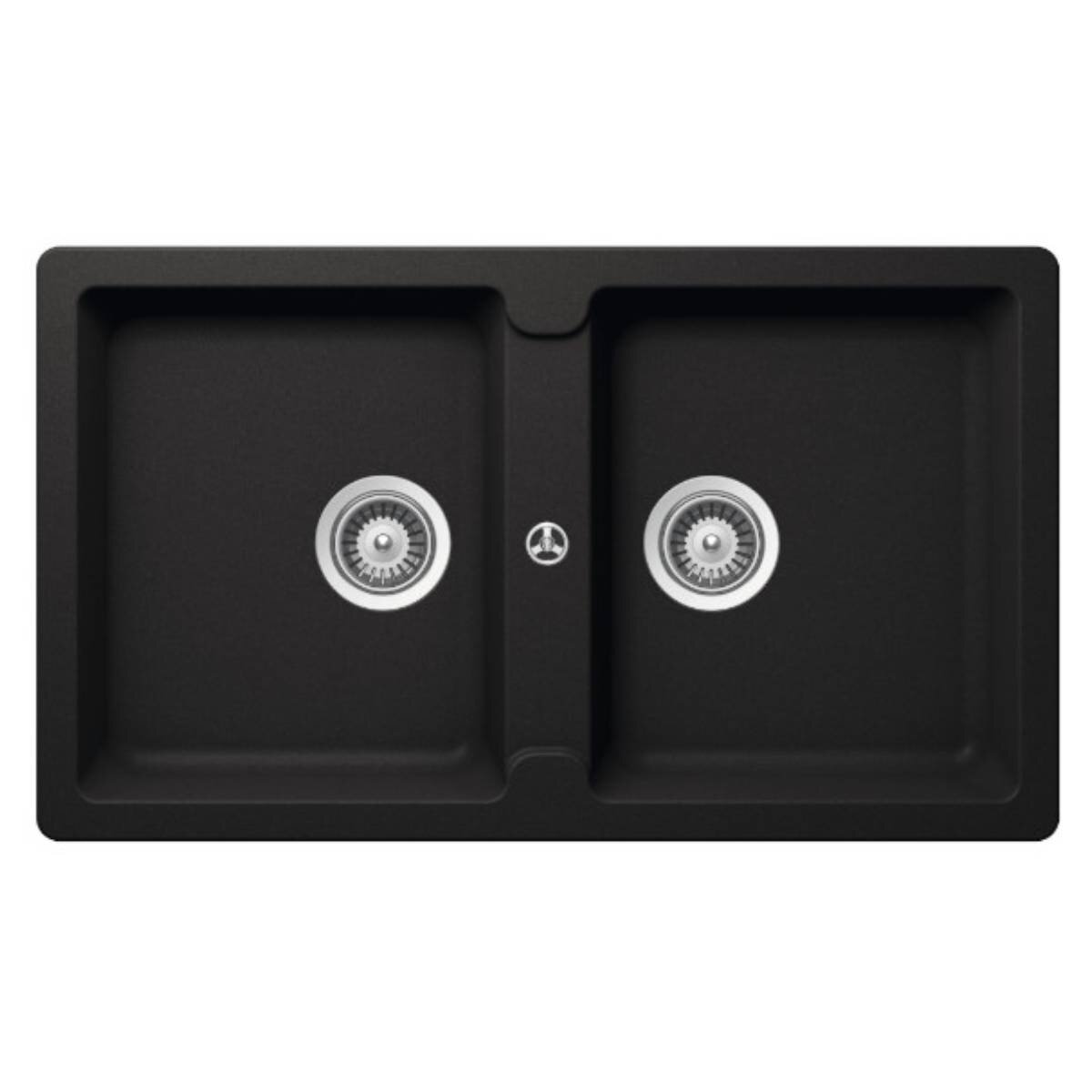 Abey Typos N200 Double Bowl Undermount Sink - Nero Black, 24L Bowls, No Taphole - TN200N-NTH