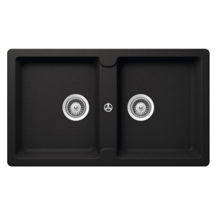 Abey Typos N200 Double Bowl Undermount Sink - Nero Black, 24L Bowls, No Taphole - TN200N-NTH