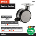 Easyroll Office Swivel Brake Castor - 60mm - Nylon/Steel - 30kg Load - SuperSaverAU - view 3