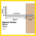 Everhang Square Hook - 50mm - Zinc Plated - Light Duty - 25 Pack - SuperSaverAU - view 4