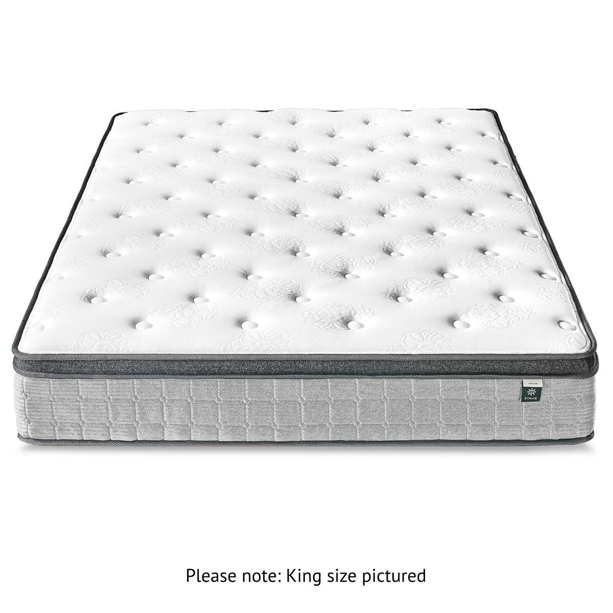 Zinus King Support Plus Pocket Spring Mattress - Independent iCoils, Euro Top, Medium Feel - AU-MSSPGR-12K