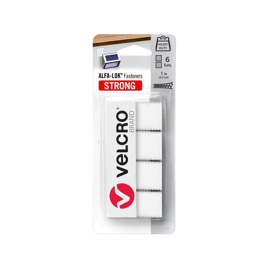 Velcro Brand 25mm White Alfa-Lok Squares 6 Pack