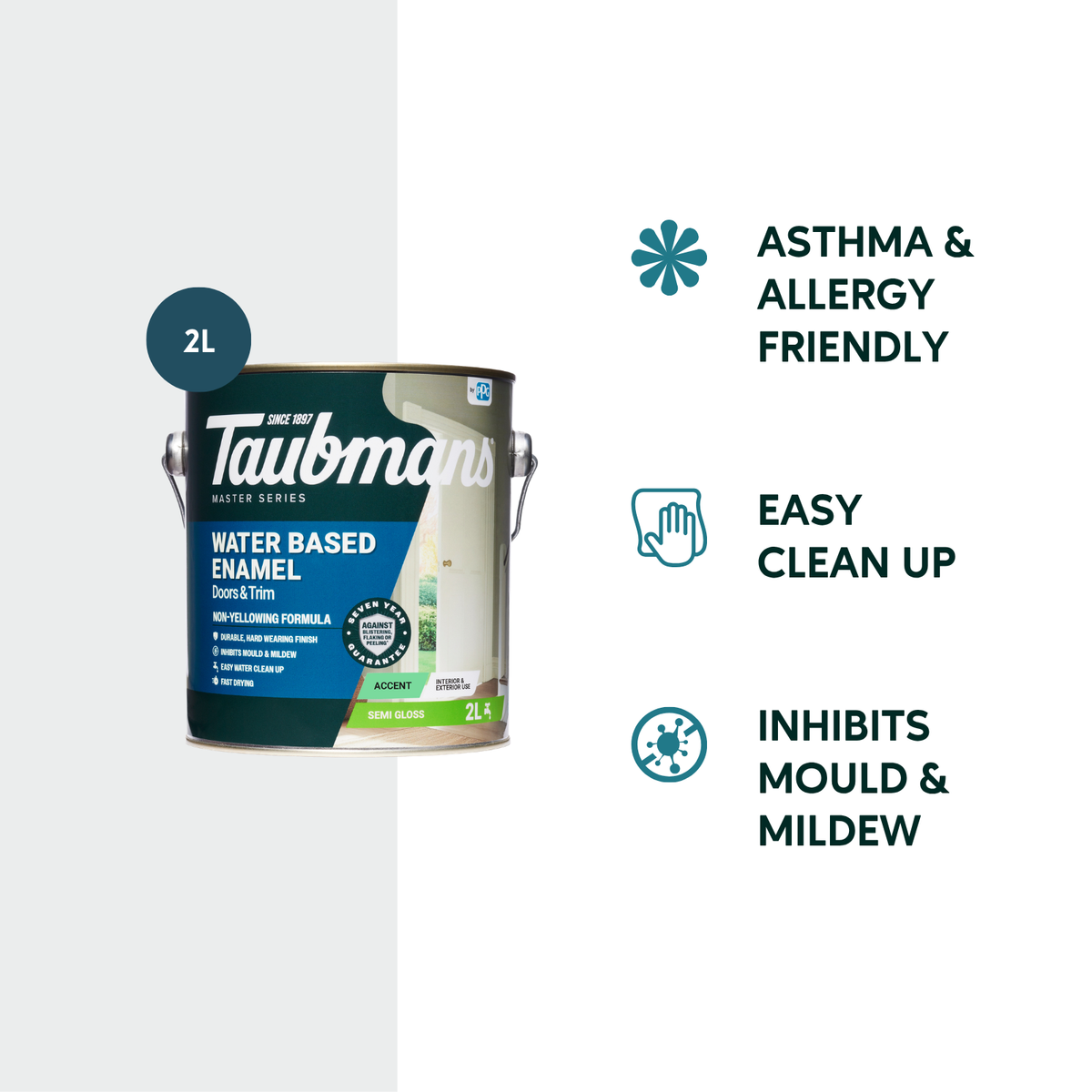 Taubmans 2L Accent Semi Gloss Water Based Enamel Paint