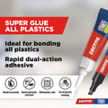 Loctite All Plastics 2-Part Superglue 2g & 4ml, Clear Drying Bonding System