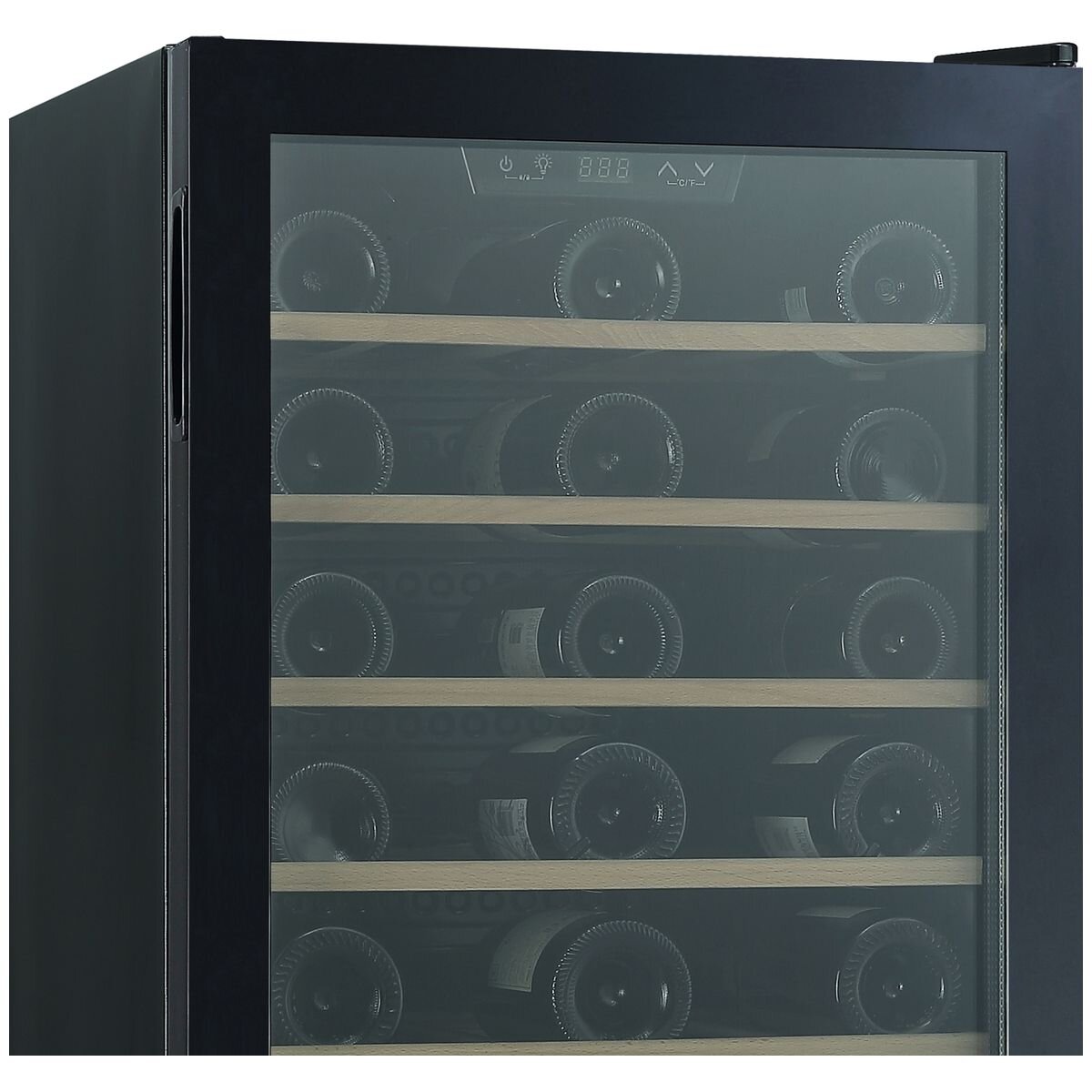 Cantina 34 Bottle Single Zone Freestanding Wine Cabinet - Black Glass Door, 85L - CCWFS34B