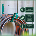 Garden Zen Green Steel Hose Tidy Wall Mount, 50m 12mm Hose Capacity Outdoor