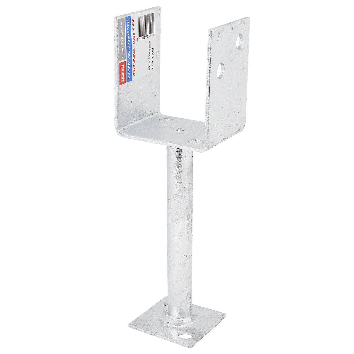 Pryda Full Stirrup Post Anchor 200x90mm M10 - Galvanised Steel - Durable - SuperSaverAU - view 1