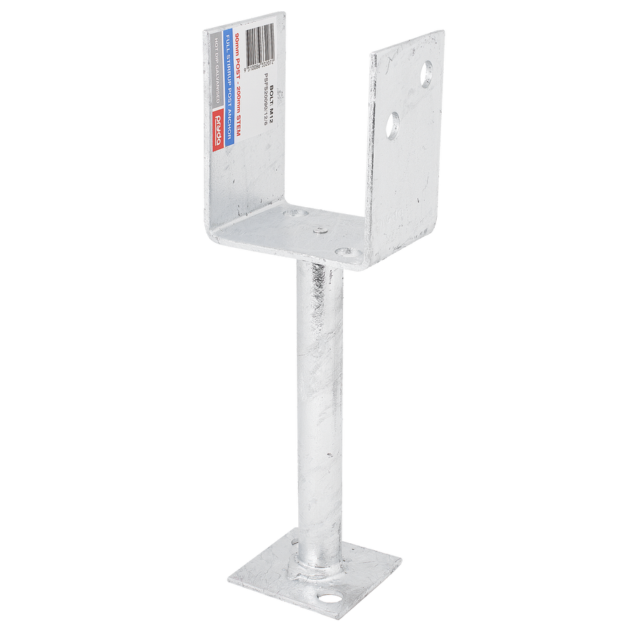 Pryda Full Stirrup Post Anchor 200x90mm M10 - Galvanised Steel - Durable - SuperSaverAU - view 1
