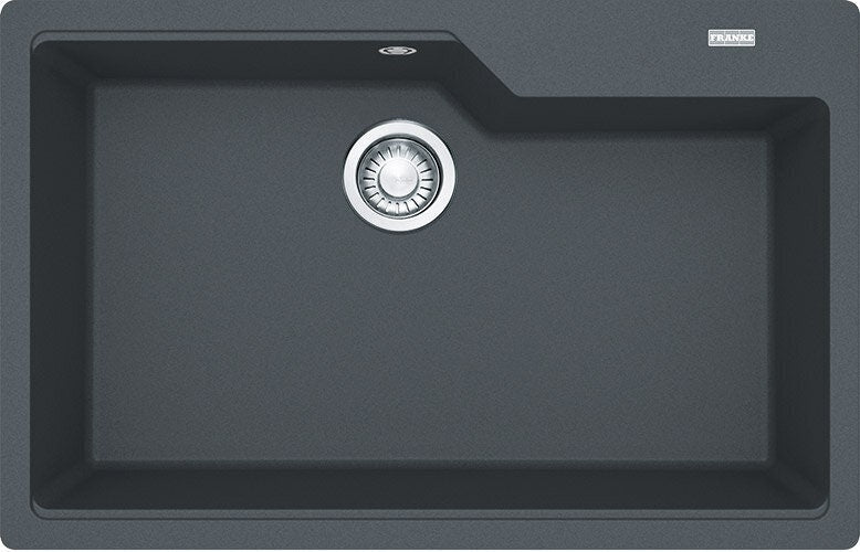 Franke Fragranite Single Bowl Topmount Sink - Onyx Black, 67L Bowl, Hidden Overflow - UBG610-78ON