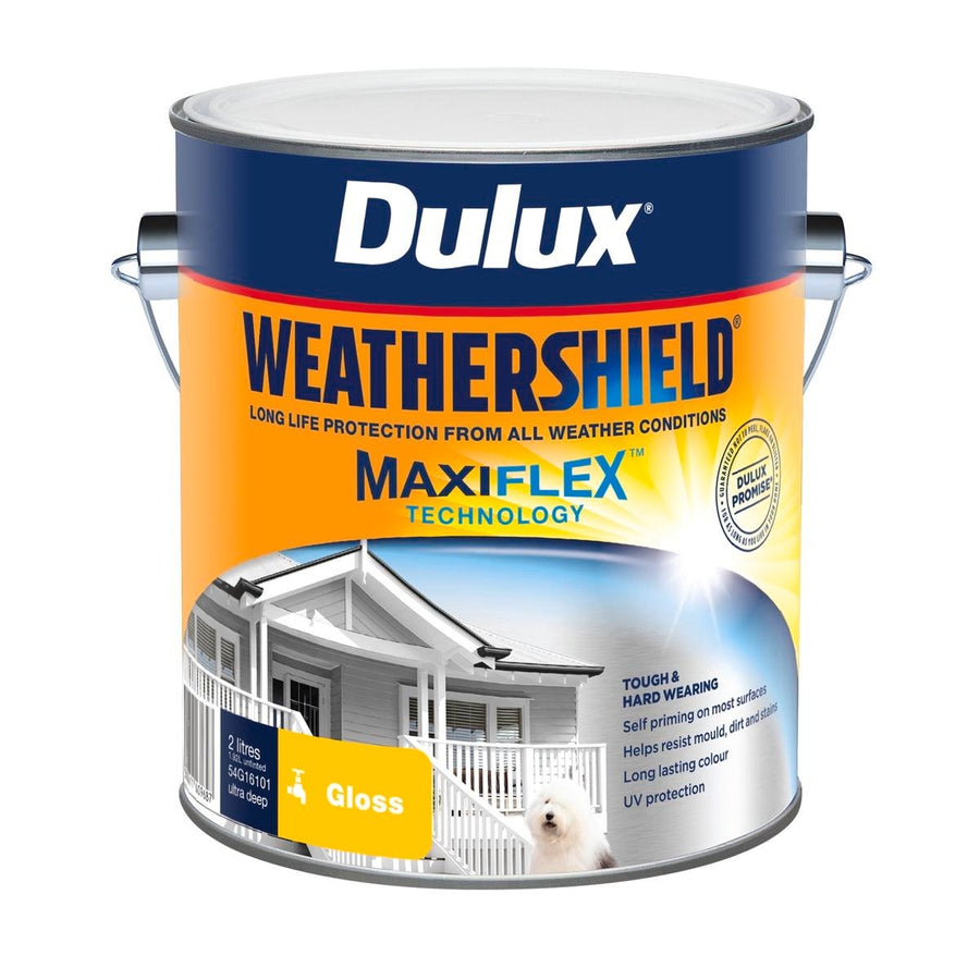 Dulux Weathershield Exterior Paint - Ultra Deep Gloss - 2L - 170mm x 163mm x 143mm - SuperSaverAU - view 1