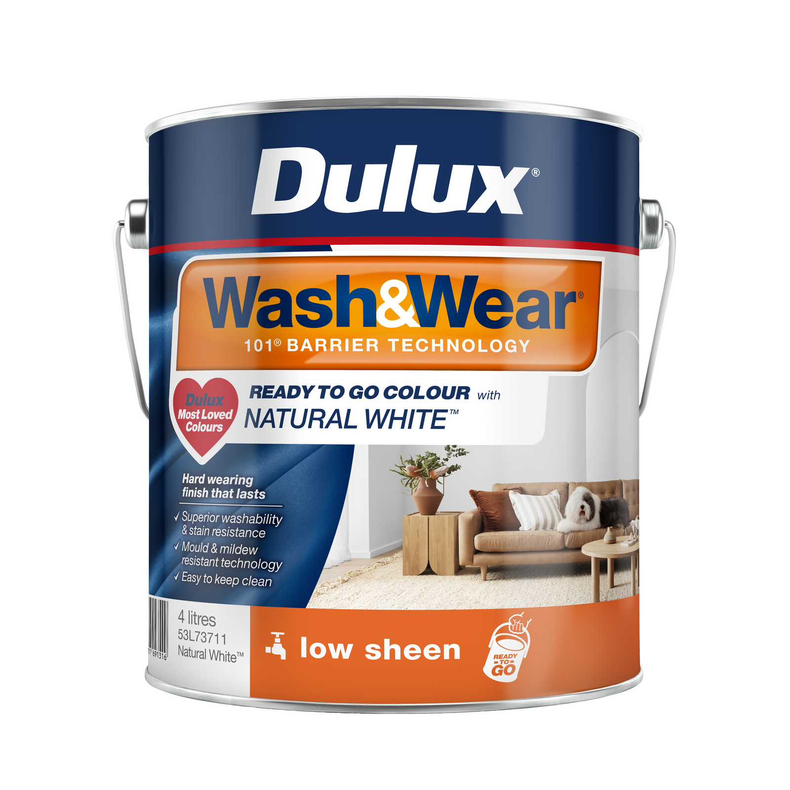Dulux Wash&Wear Low Sheen Interior Paint Natural White 4L