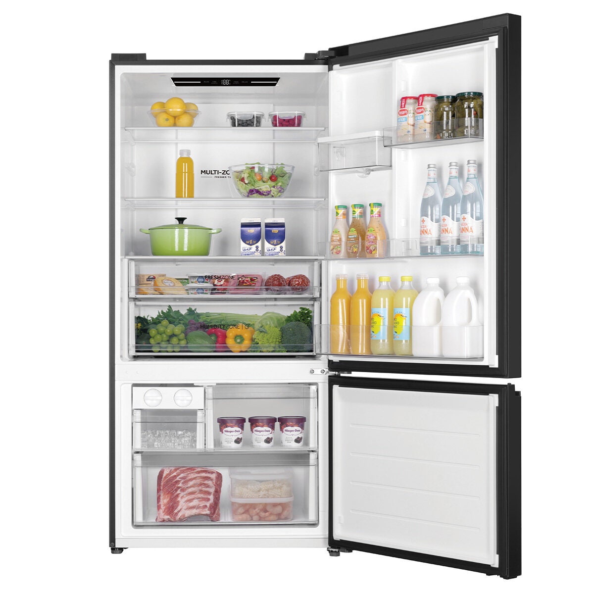 Haier 514L Bottom Mount Fridge - Non-Plumbed Chilled Water, Black, 5.5 Star Energy - HRF510BHC