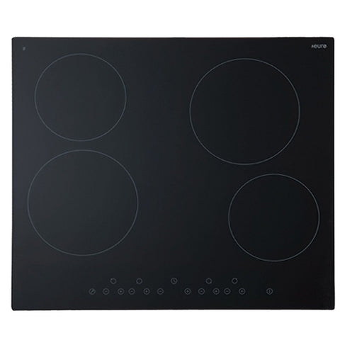 Euro Appliances 60cm Ceramic Cooktop - Black Ceran Glass, 4 Zones, Touch Controls, 99-Minute Timer - ECT600C4