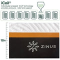 Zinus Deluxe Hybrid Pocket Spring Memory Foam Double Mattress - Jacquard Cover - AU-MSHPHB-12D