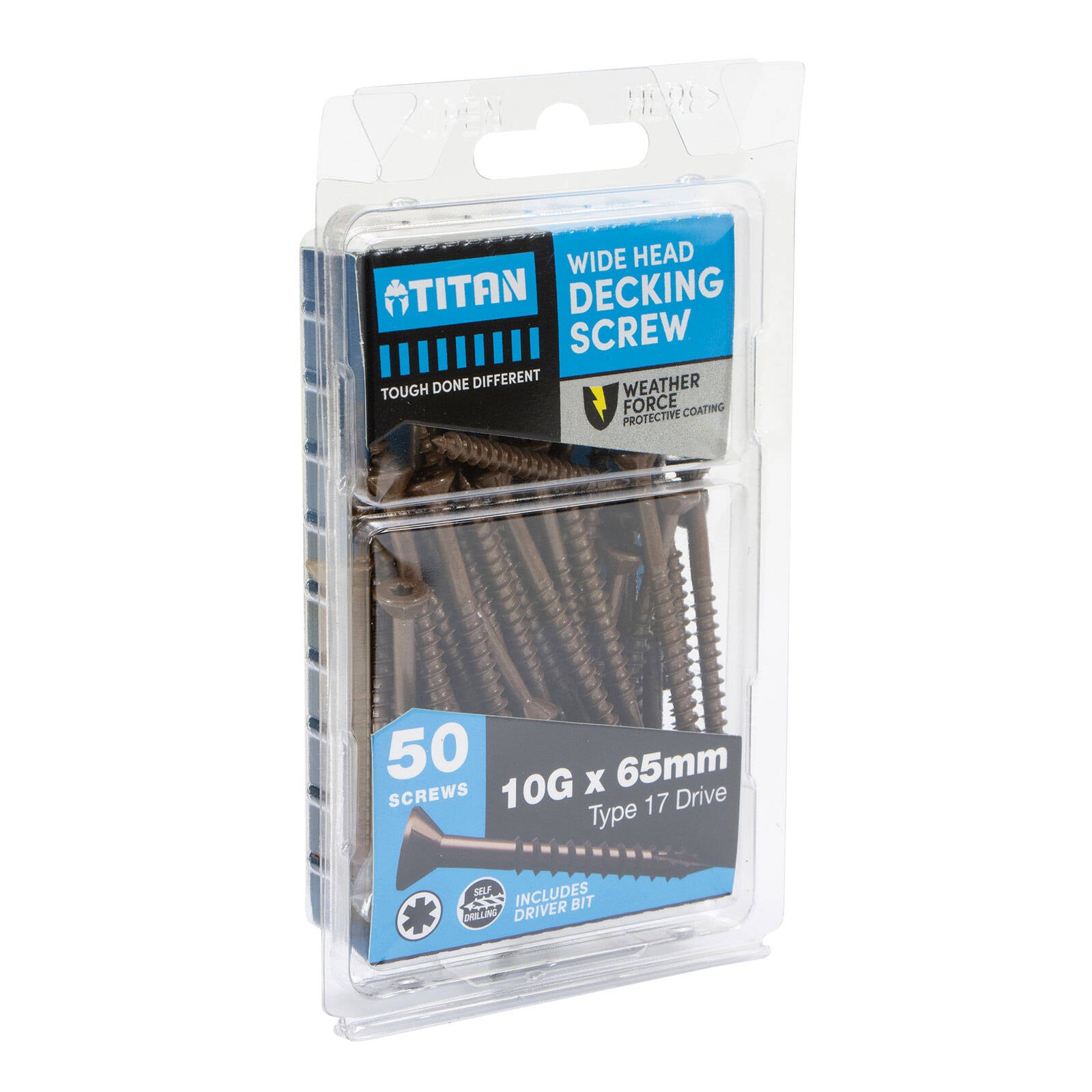 Titan Weather Force Wide Head Decking Screws 10G x 65mm - Pack of 50
