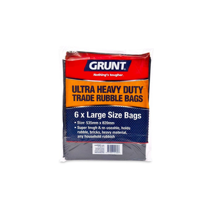 Grunt Rubble Bags - 44L - Polythene - Super Tough - 6 Pack - SuperSaverAU - view 1