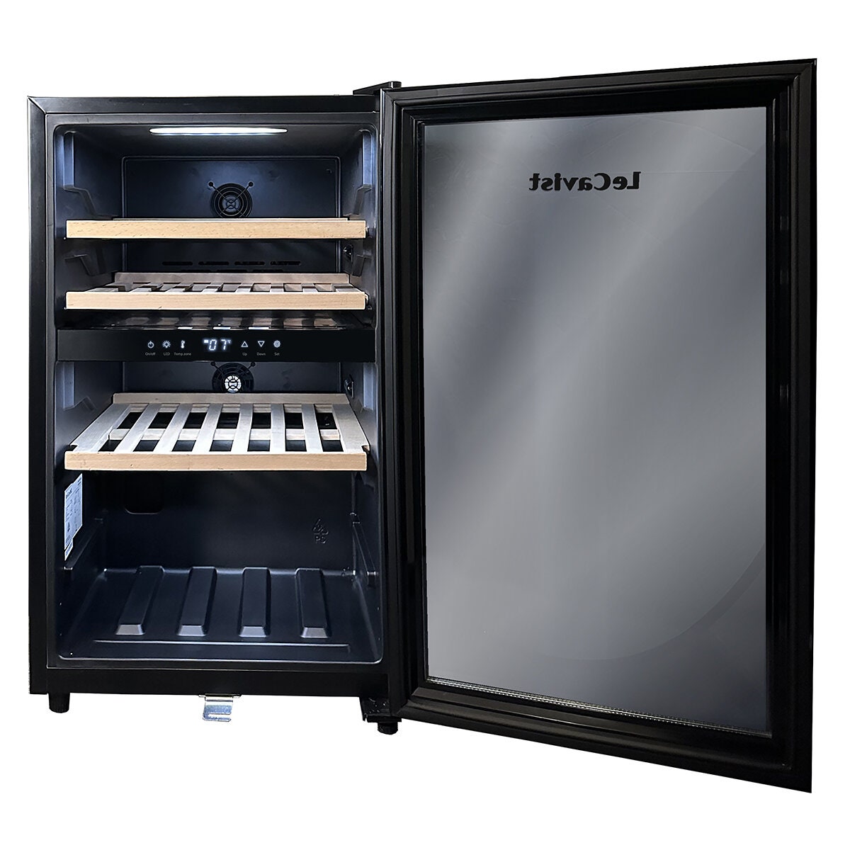LeCavist 118L Dual Zone 56 Bottle Wine Fridge - Black, Frost Free, Double Glazed Door - LKS56VN2Z