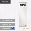 Lemaar Engraved Push Plate 300x100x2mm Satin Stainless Steel DDA - SuperSaverAU - view 2